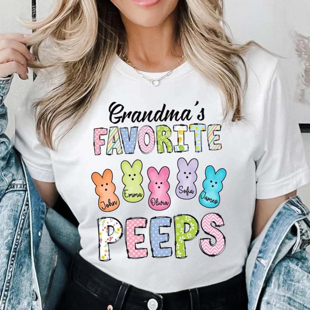 Custom Grandma's Favourite Peeps Easter T-Shirt, Easter Peeps Shirt, Funny Tees